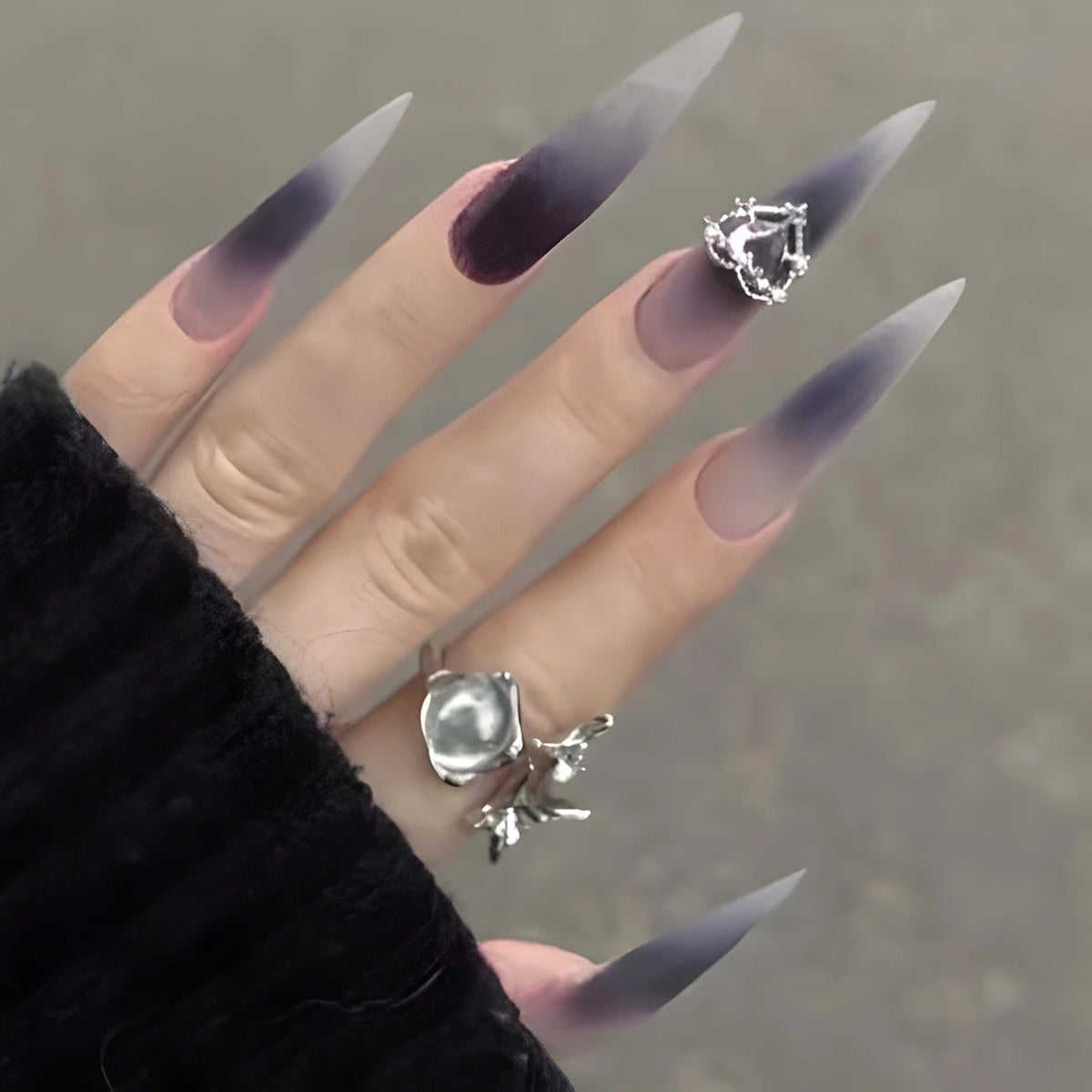 24pcs Halloween Black Snake Press On Nails, Gothic Y2K Long Pointy Nail Tips