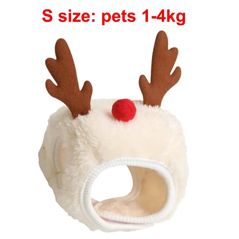 Christmas Pet Reindeer Antler Hat Costume Set - Bandana Bib Scarf for Dogs & Cats