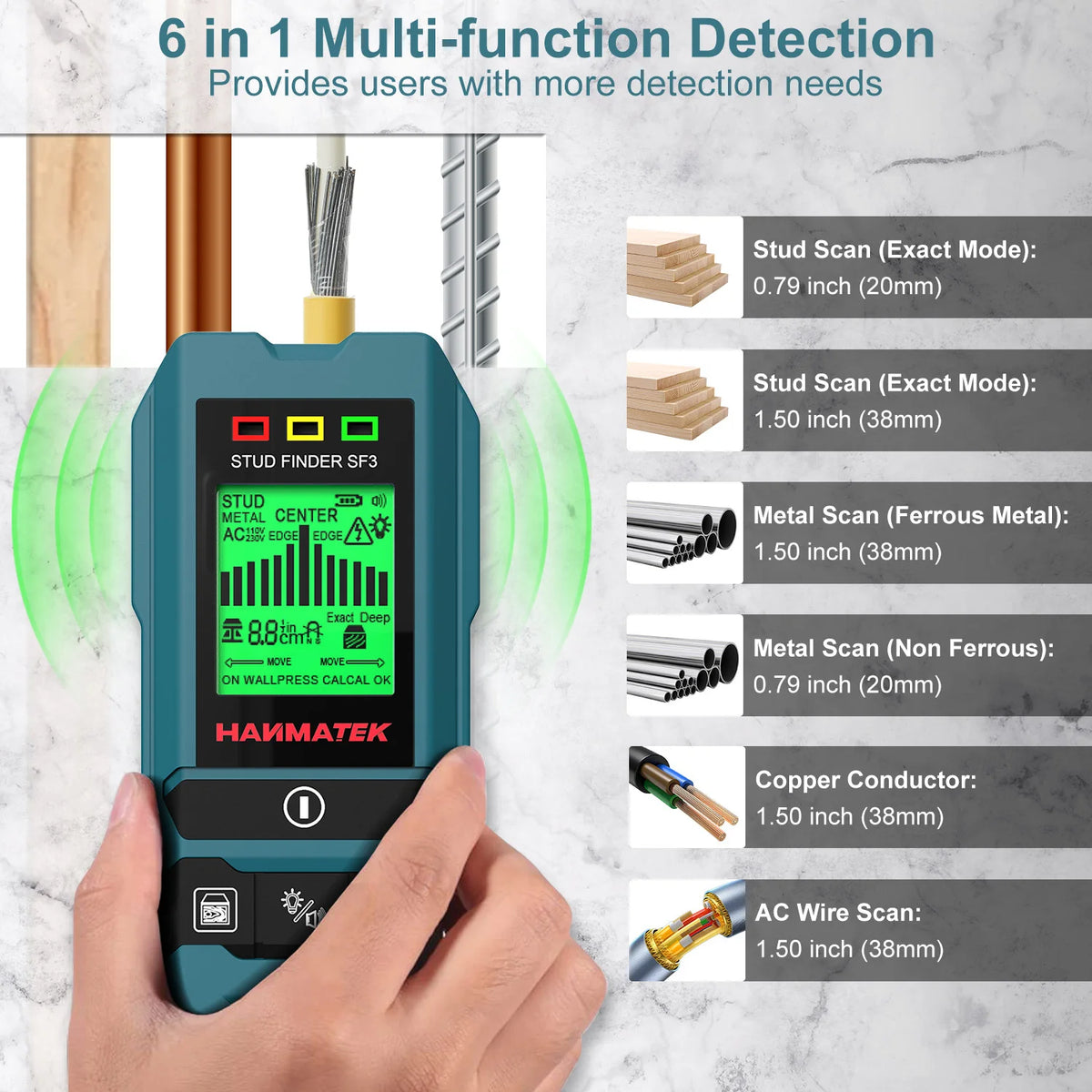 4-in-1 Stud Finder Wall Scanner for Wood, Metal & Live Wire Detection