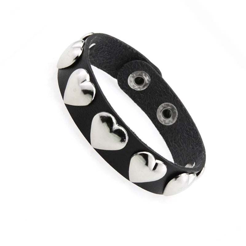 Punk Dark PU Leather Layered Wrap Bracelet for Women and Men – Gothic Chain Hip Hop Rock Jewelry