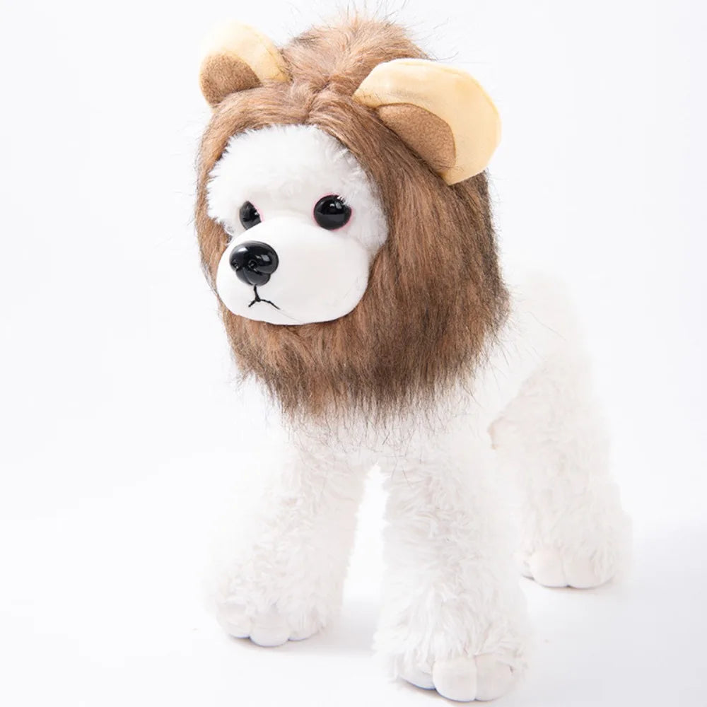 Fluffy Lion Mane Pet Headpiece – Cat Dog Halloween Cosplay Photo Prop