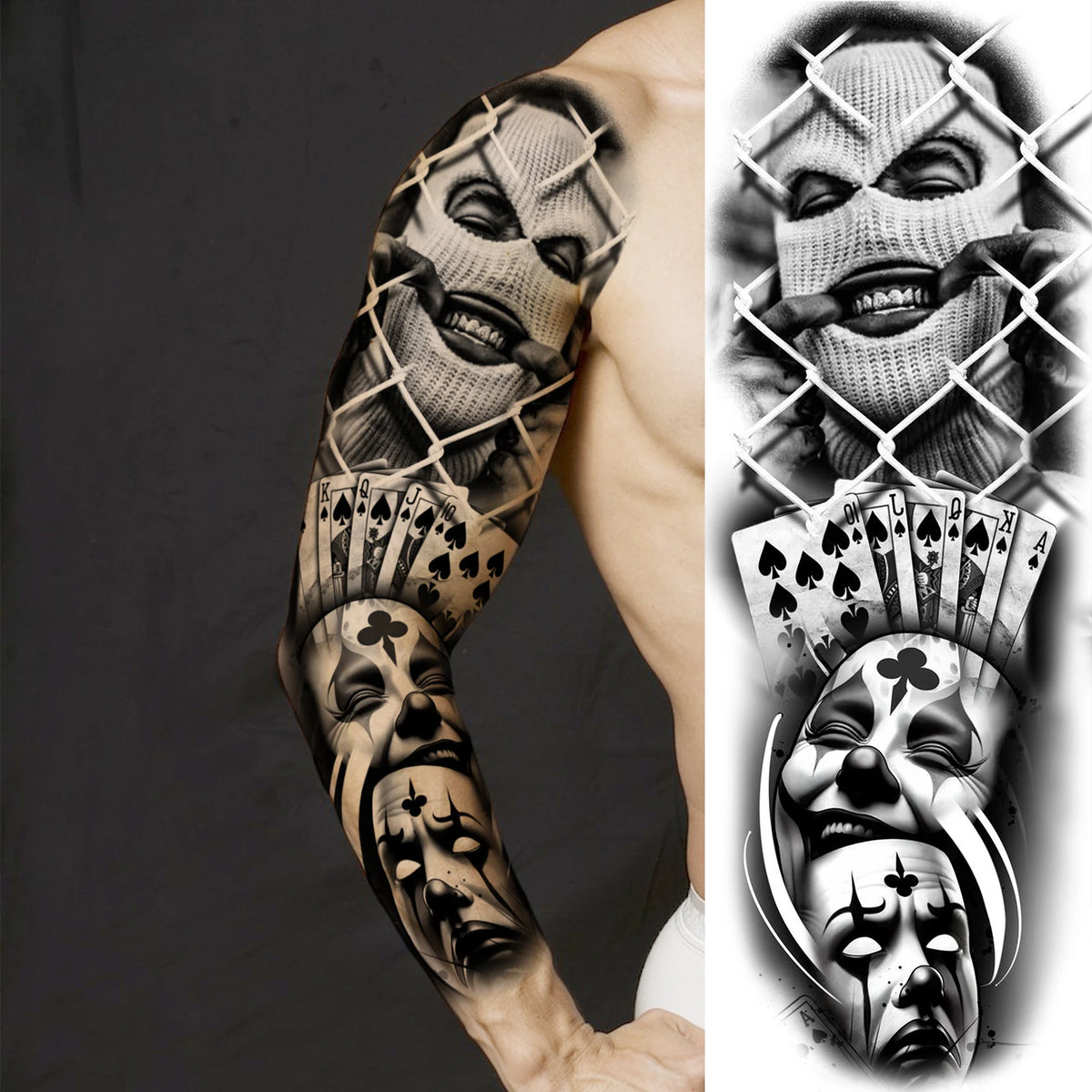 Full Arm Temporary Tattoo Sleeve, Waterproof Realistic Fake Tattoos for Men and Women