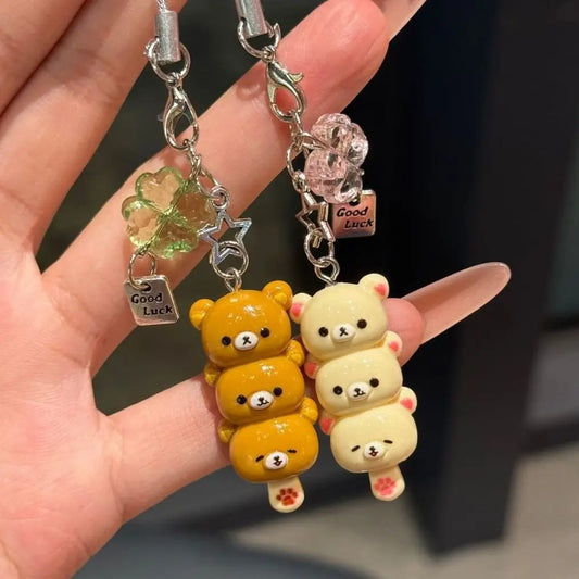 Cute Bear Phone Charm Keychain Pendant for Keys, Bags & AirPods - Kawaii Anime Y2K