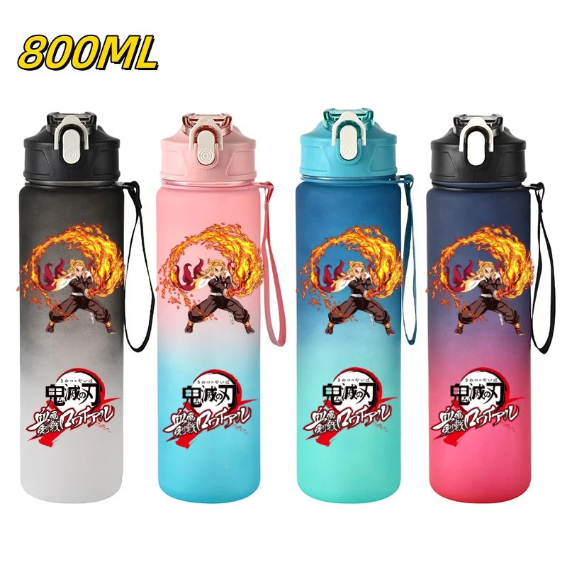 800ml Demon Slayer Water Bottle with Straw, Tanjiro Nezuko Anime Sports Cup