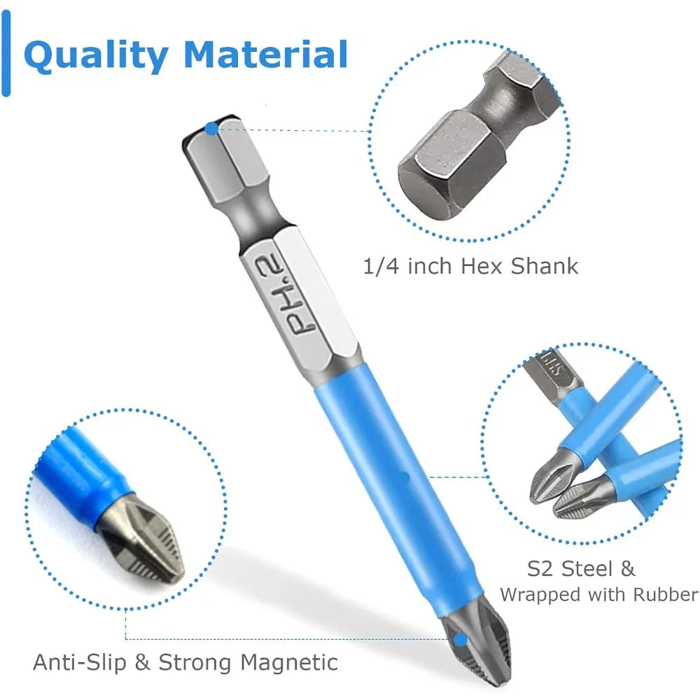 6-Piece Hexagonal Handle Phillips & Pozi Screwdriver Bit Set, 50mm