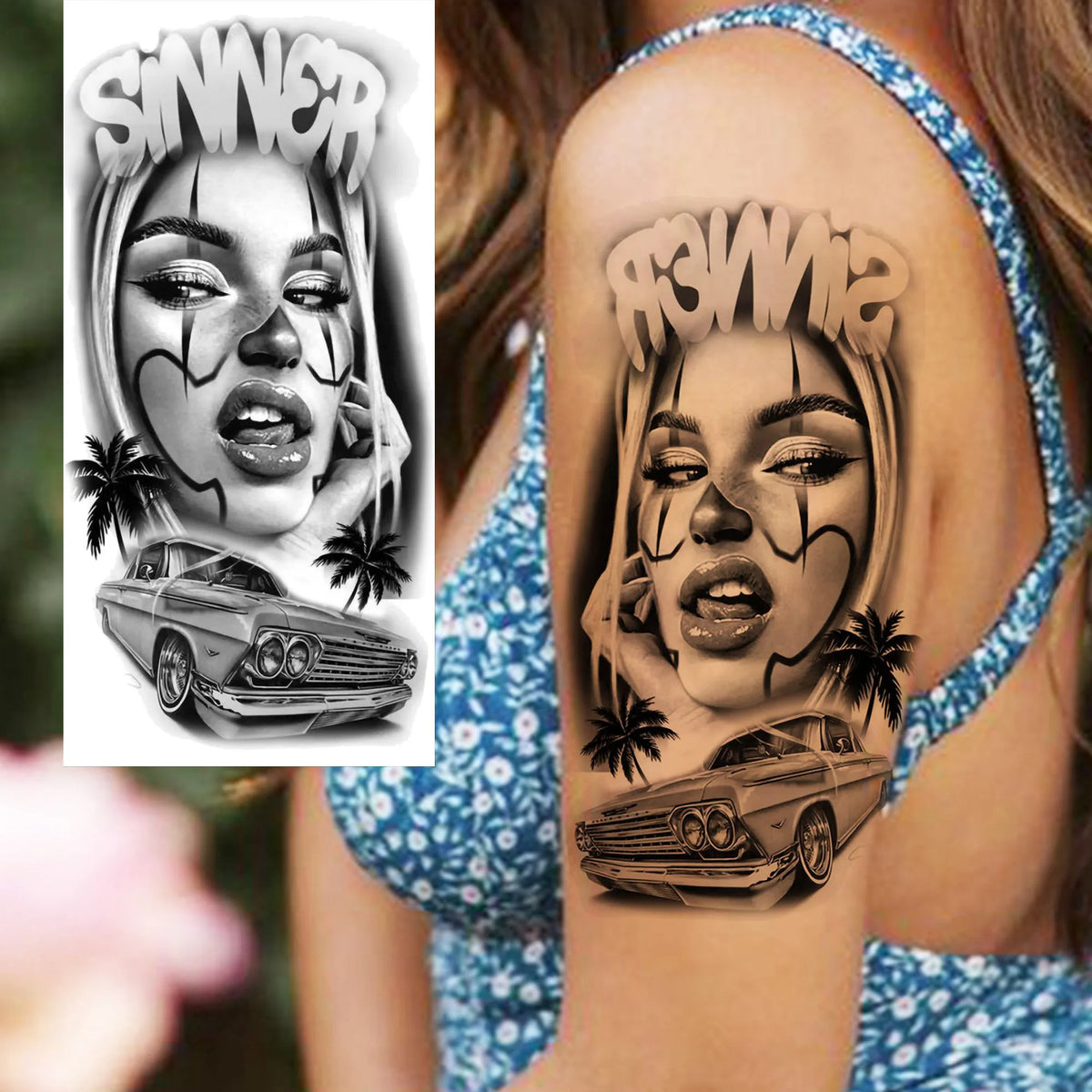 Full Arm Temporary Tattoo Sleeve, Waterproof Realistic Fake Tattoos for Men and Women