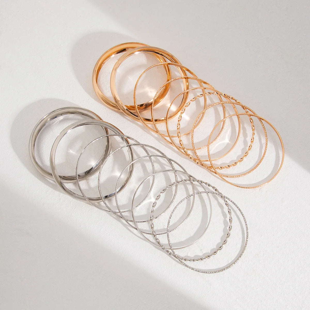 Stainless Steel Twist Texture Bangle Bracelet Set – Gold and Silver Tone Stackable Wristwear for Women and Men