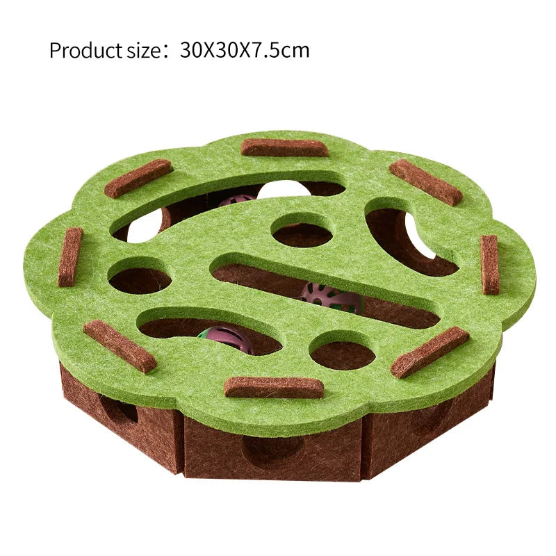 Felt Cat Puzzle Toy Box – Interactive Maze Tunnel with Bell Ball for Indoor Cats