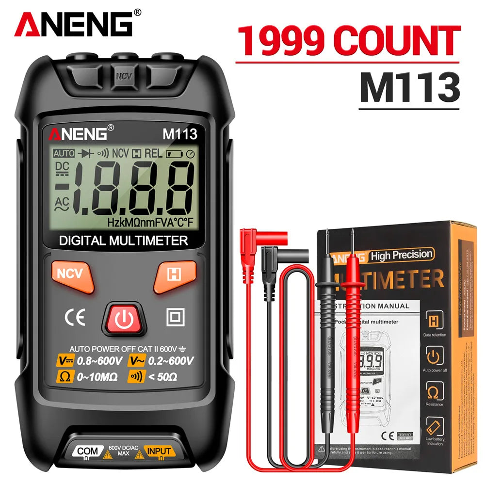 ANENG M113 Digital Multimeter 1999 Counts AC/DC Voltage Ohm NCV Tester Tool