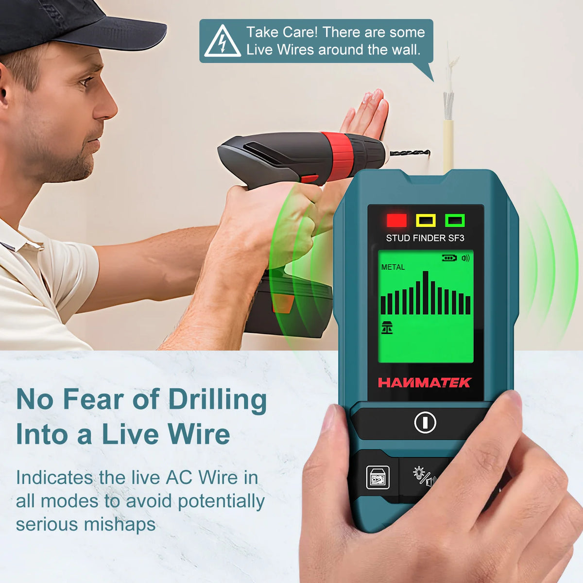4-in-1 Stud Finder Wall Scanner for Wood, Metal & Live Wire Detection