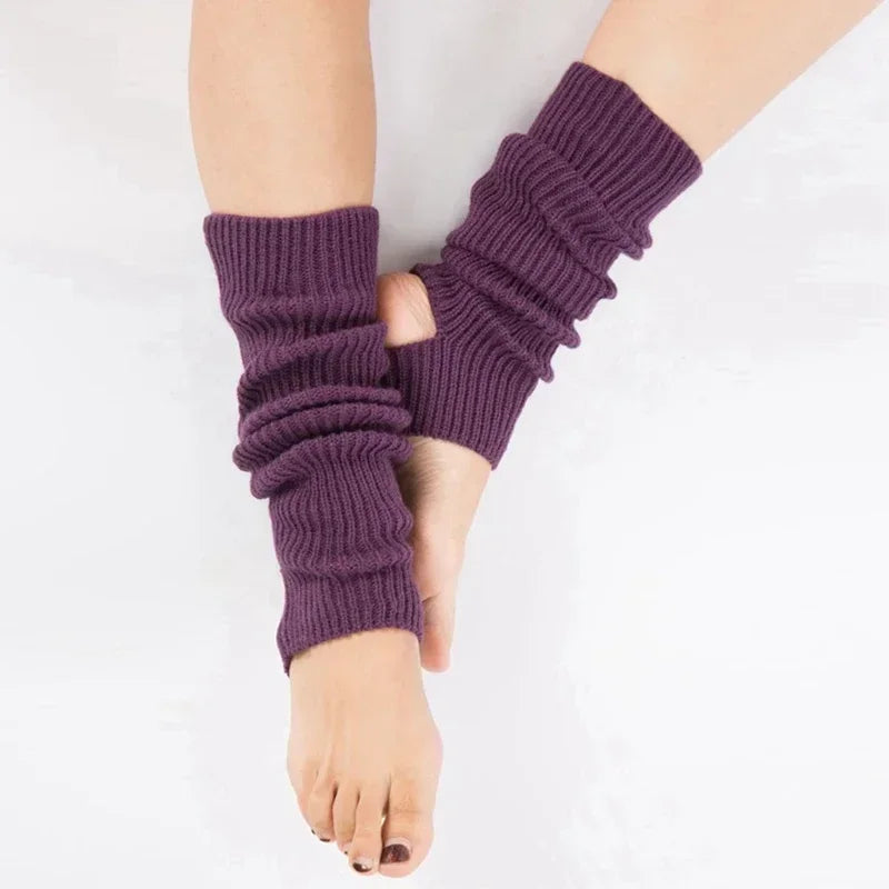 Y2K Knitted Wool Leg Warmers – Slouchy Winter Boot Socks for Women