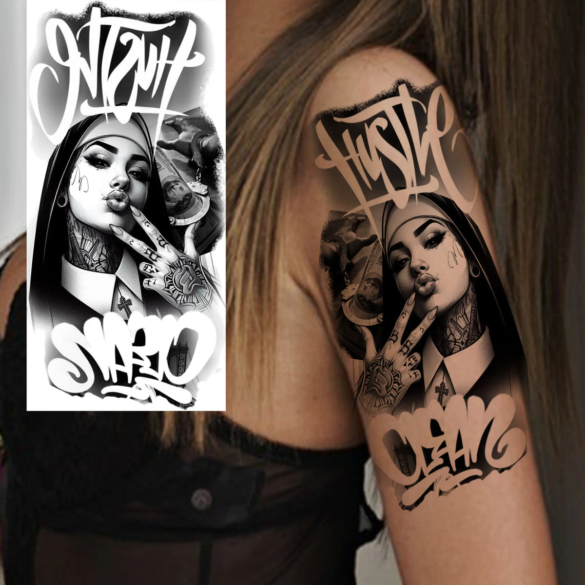 Full Arm Temporary Tattoo Sleeve, Waterproof Realistic Fake Tattoos for Men and Women