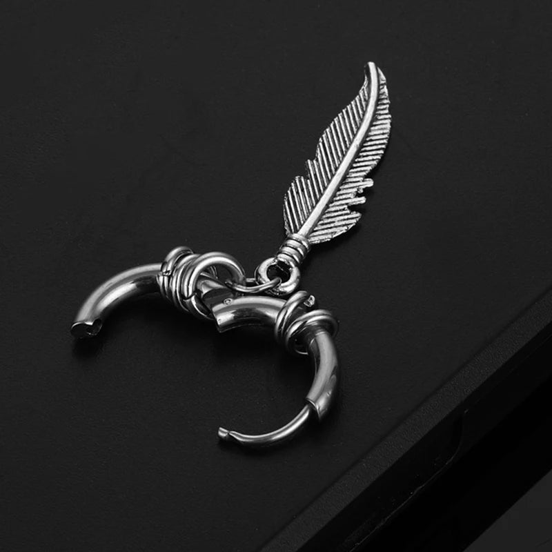 Punk Gothic Stainless Steel Drop Earrings Studs for Women Men - Hip Hop Rock Ear Jewelry