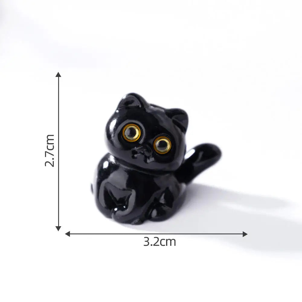 Black Cat Resin Figurine Mini Cartoon Animal Ornament Desktop Decoration Car Micro-Landscape