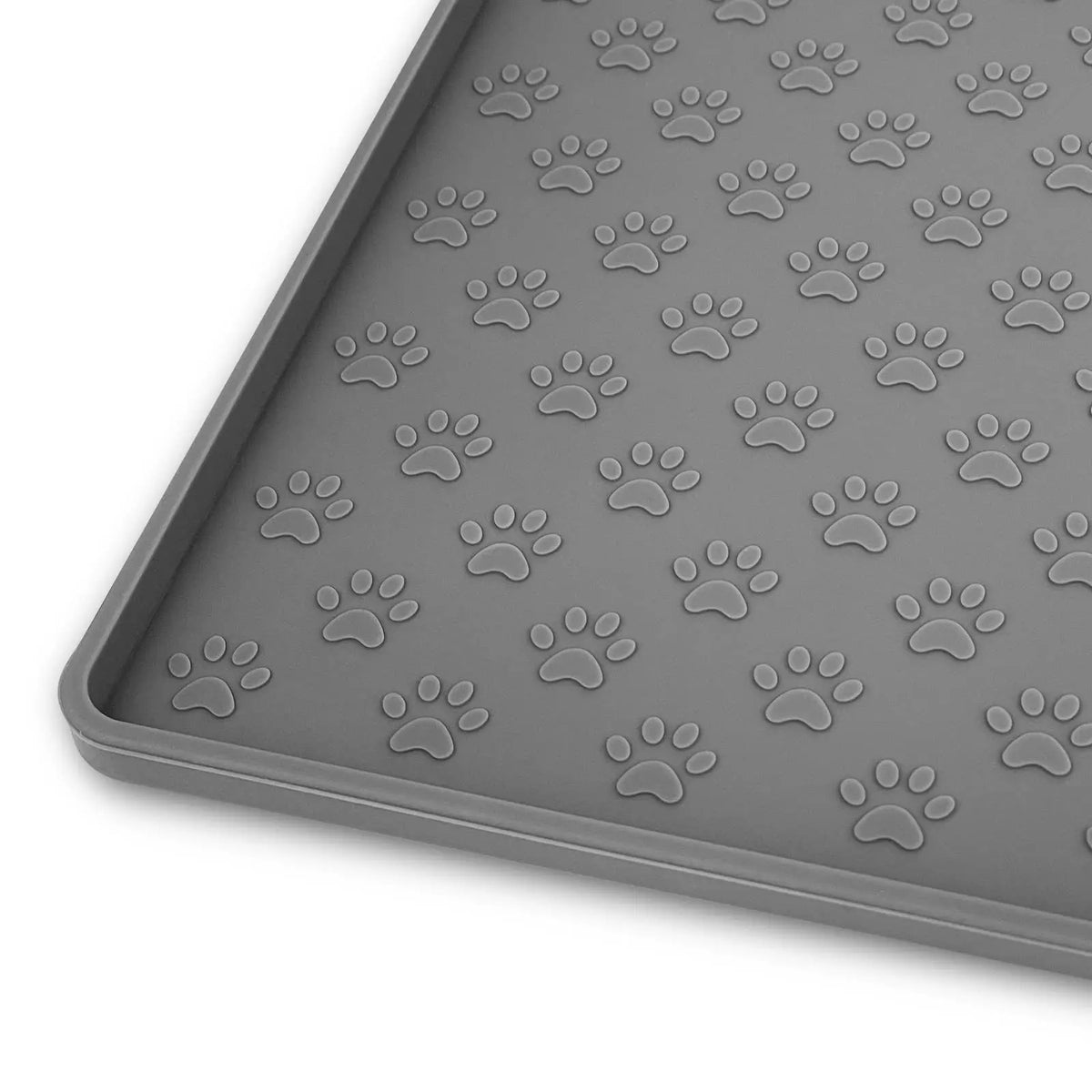 Silicone Paw Print Dog Feeding Mat, Raised Edge Non-Slip Pet Food Placemat