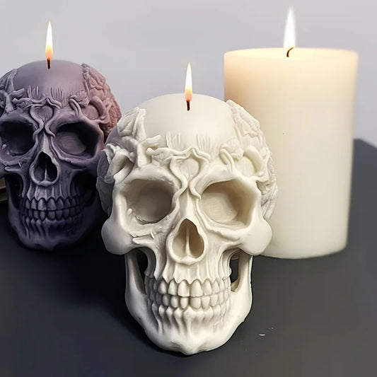 Skull Candle Mold Silicone 3D Flower Halloween DIY Resin & Soap Mold