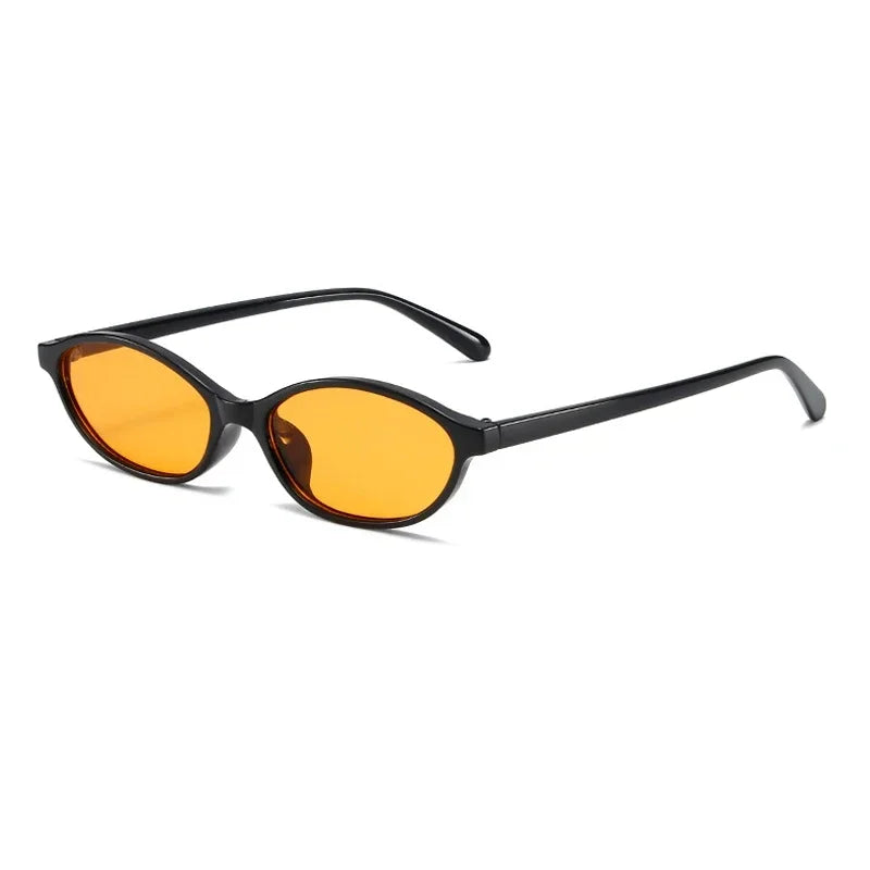 Retro Oval Cat Eye Sunglasses for Women, Y2K Trendy Narrow 90s Designer Shades