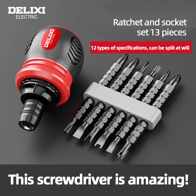 Ratchet Screwdriver Set 13 Pieces, Extendable Multi-Functional Mini Household Tool