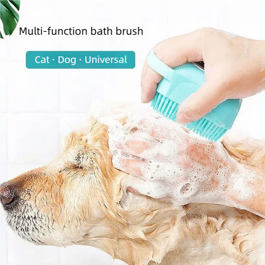 Soft Silicone Dog Bathing Brush - Pet Massage Shampoo Dispenser Grooming Tool