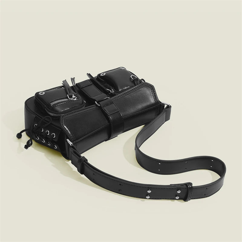 Goth Punk Faux Leather Underarm Shoulder Bag – Edgy Y2K Women's Handbag with Chic Design