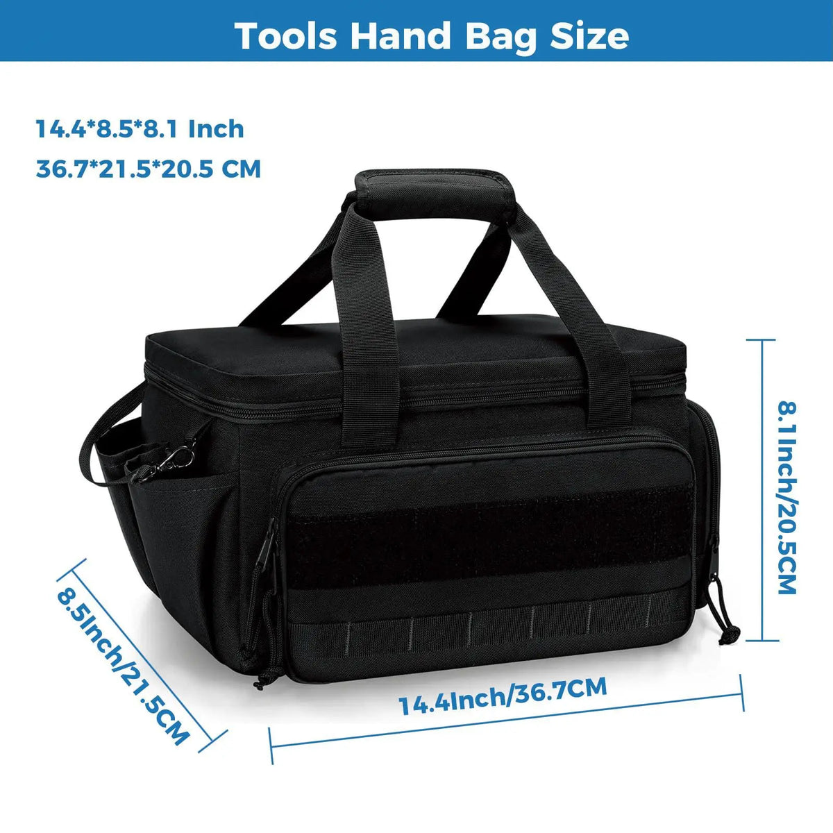 Heavy-Duty Tool Bag 14 Inch – Wide-Mouth Black Tool Organizer for Electricians & Handymen