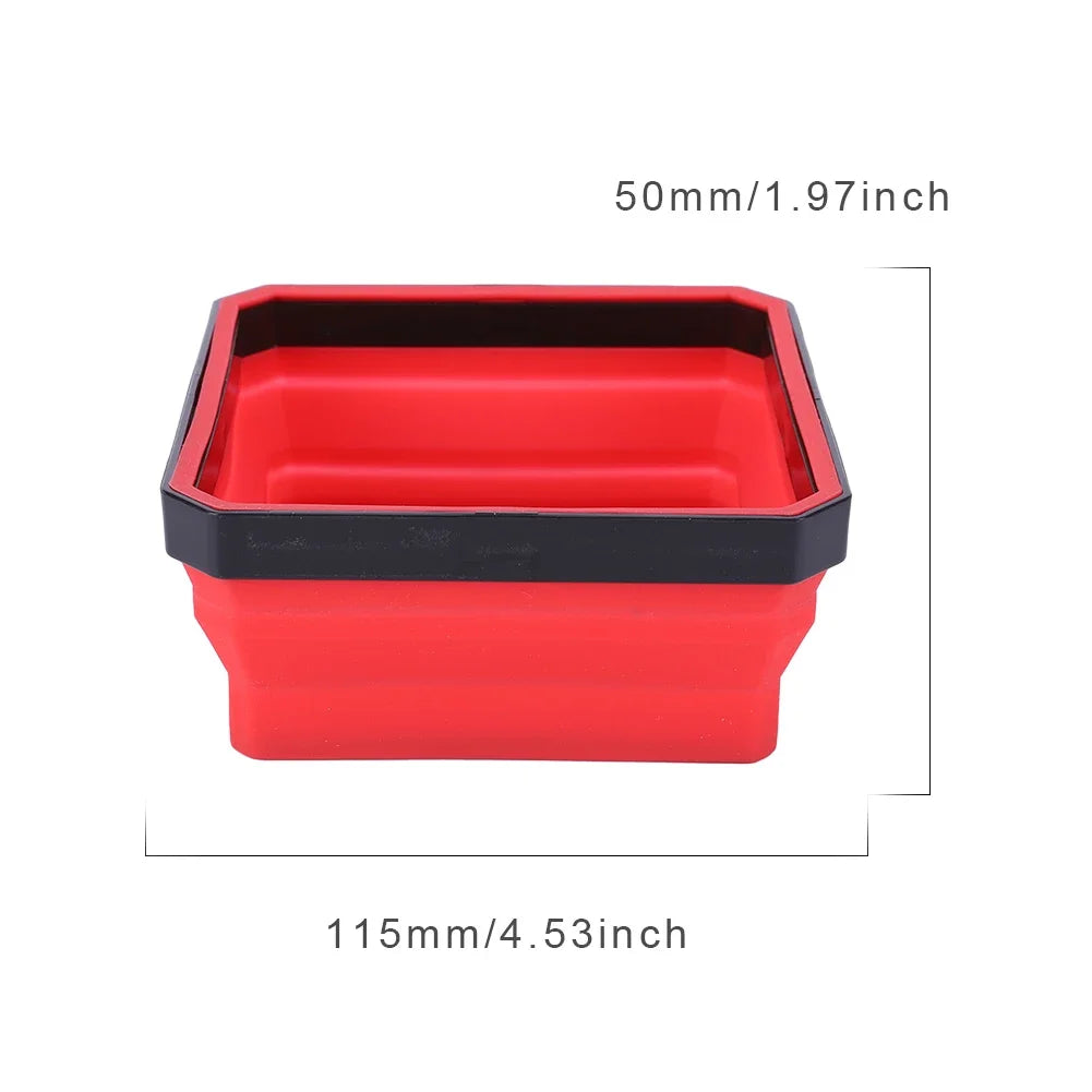 Magnetic Screw Tray 5 Inch – Collapsible Silicone Parts Bowl for Mechanics, Plumbers & DIY