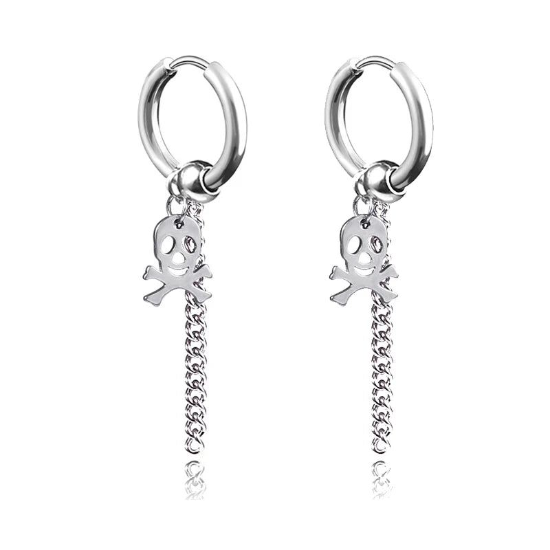 Punk Gothic Stainless Steel Drop Earrings Studs for Women Men - Hip Hop Rock Ear Jewelry