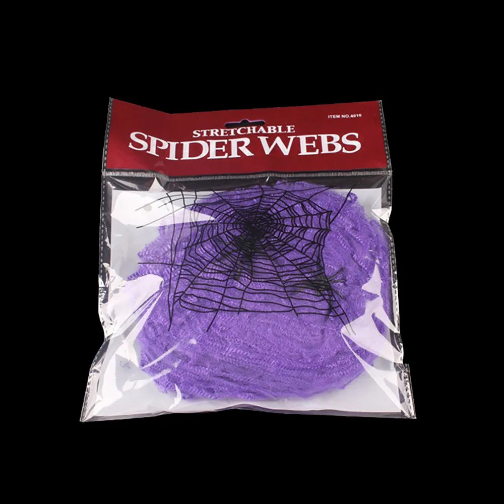 Halloween Spider Web Decoration Stretchy Cobweb with Spiders Gothic Haunted House Decor