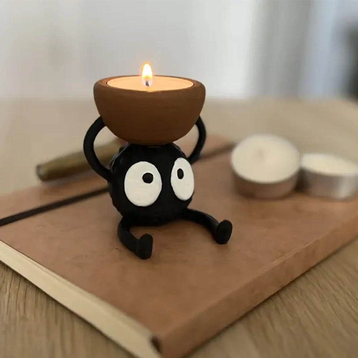 Cute Candlestick Holder – 3D Printed Tea Light Candle Stand for Briquette & Small Candles, Cozy Home Decor