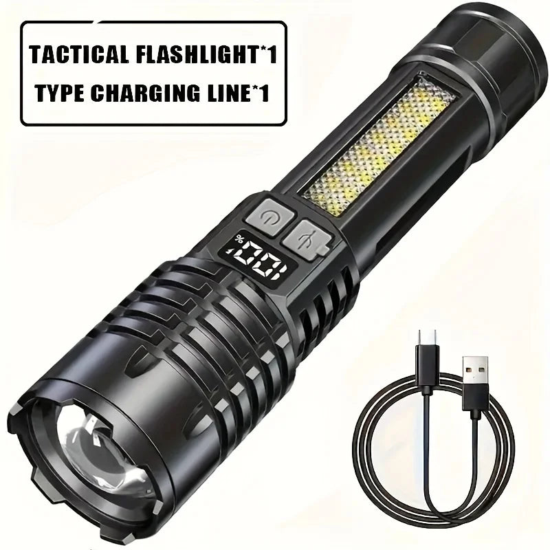 Rechargeable LED Flashlight – High Power Tactical Torch with Zoom & Multiple Modes for Work, Camping & Emergencies