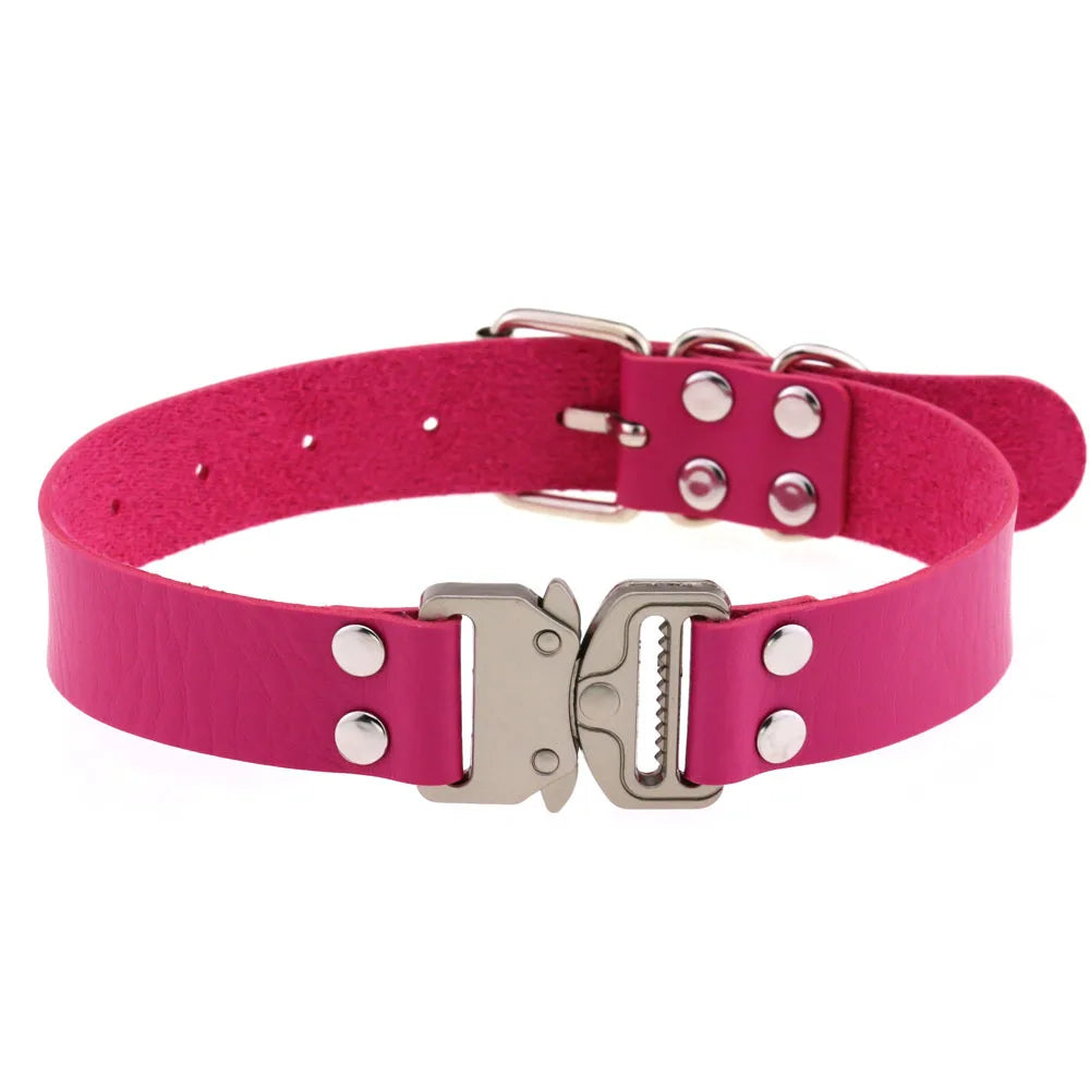 Gothic Harajuku Buckle Choker Necklace - PU Leather Eye-Splice Collar for Anime Cosplay Jewelry