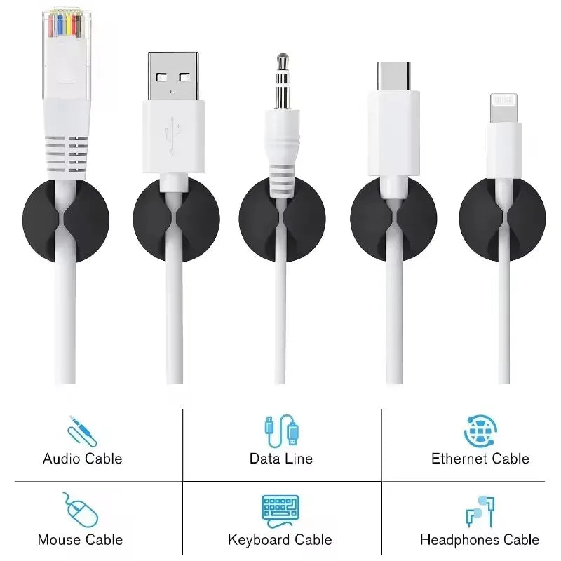 Cable Clips Organizer, Self-Adhesive Desk Wire Holder for USB Charging Cables