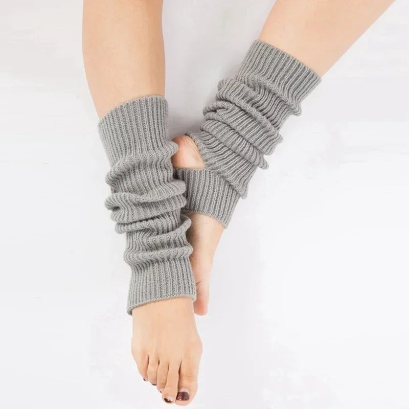 Y2K Knitted Wool Leg Warmers – Slouchy Winter Boot Socks for Women