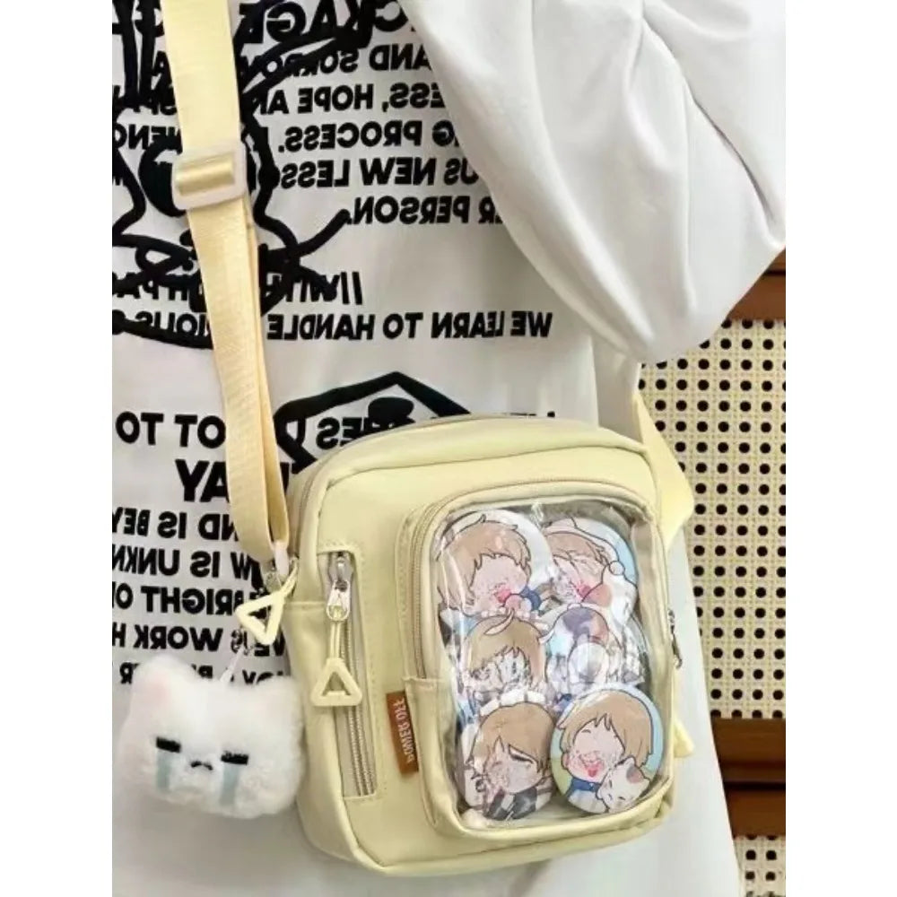 Y2K Mini Ita Bag – Korean Casual Crossbody Shoulder Bag with Transparent Pocket