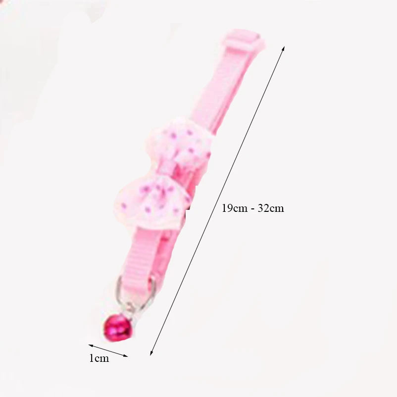 Cute Bow Dog and Cat Collar Set with Bell - Soft Comfortable Pet Accessory