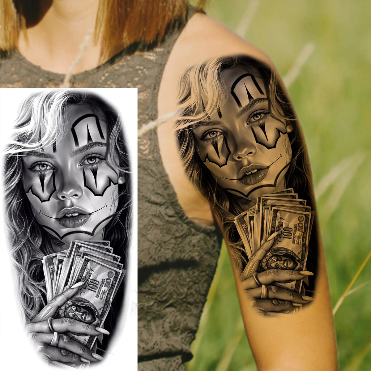 Full Arm Temporary Tattoo Sleeve, Waterproof Realistic Fake Tattoos for Men and Women