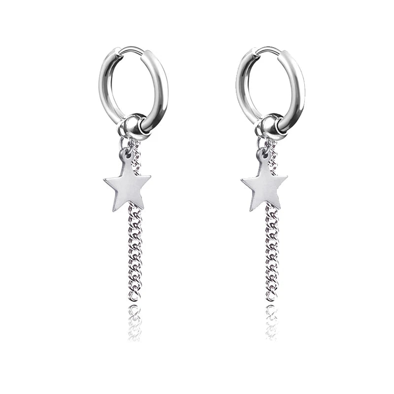 Punk Gothic Stainless Steel Drop Earrings Studs for Women Men - Hip Hop Rock Ear Jewelry