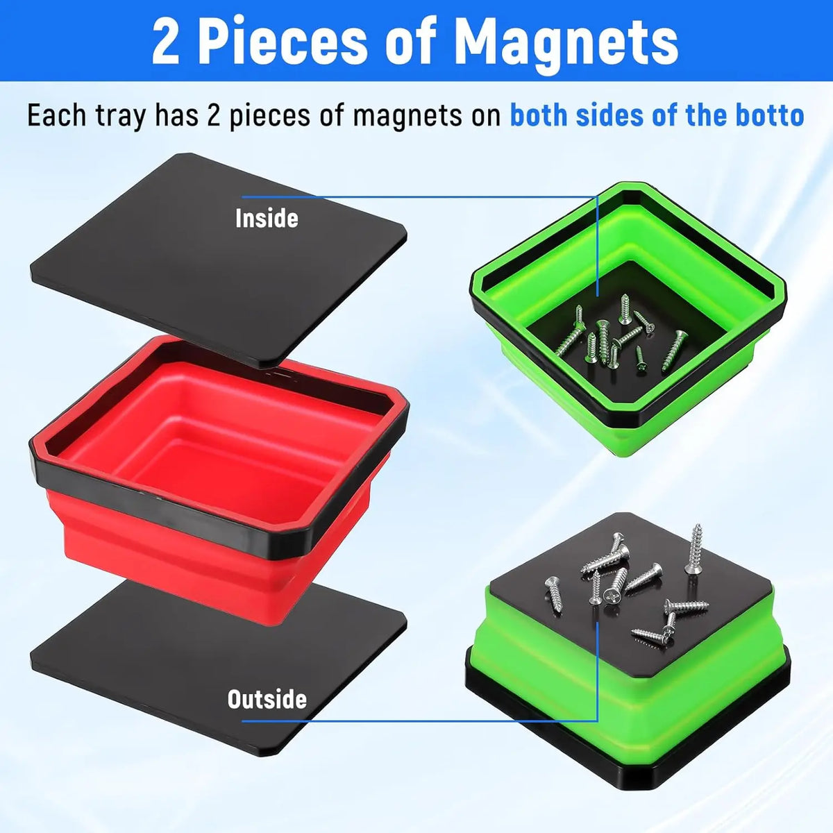 Magnetic Parts Tray, Foldable Silicone Bowl for Bolts, Nuts & Screws