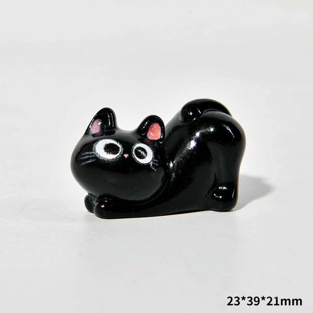 Black Cat Resin Figurine Mini Cartoon Animal Ornament Desktop Decoration Car Micro-Landscape