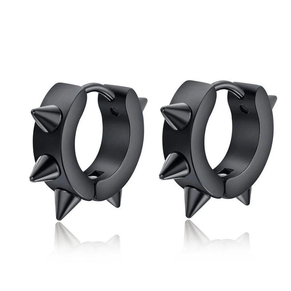 Punk Spiky Thorn Stud Earrings, Stainless Steel Gothic Unisex Jewelry
