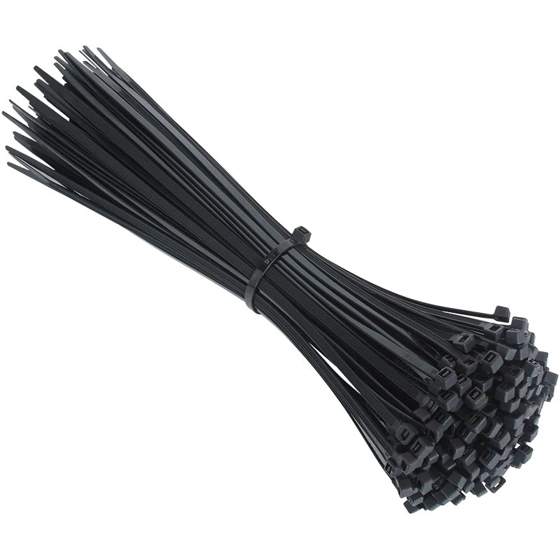 Self-Locking Nylon Cable Ties 100 PCS - Black Heavy Duty Zip Ties for Wire Management