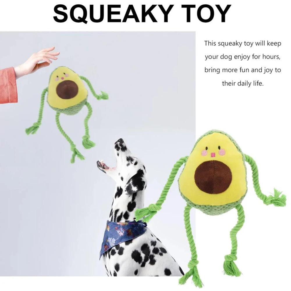 Dog Chew-Resistant Knot Doll Avocado Octopus Cat Interactive Squeaky Toy