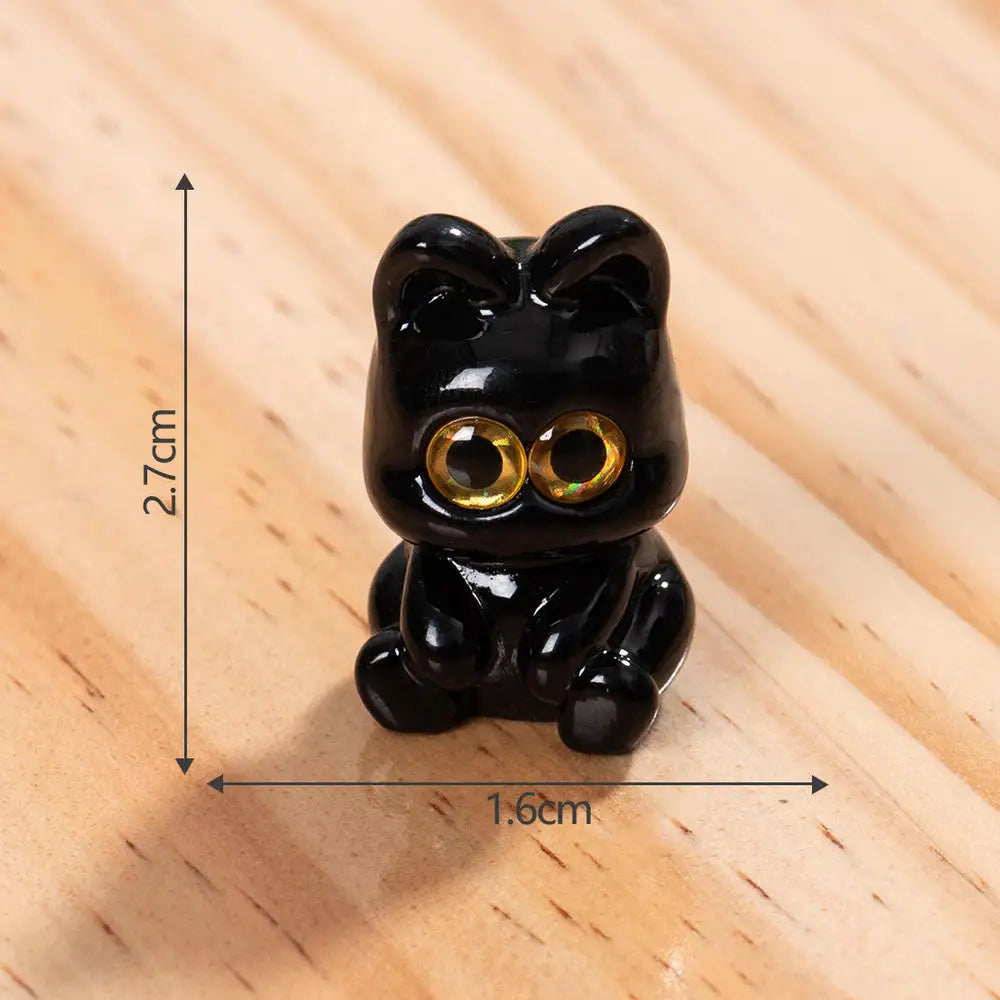 Black Cat Resin Figurine Mini Cartoon Animal Ornament Desktop Decoration Car Micro-Landscape
