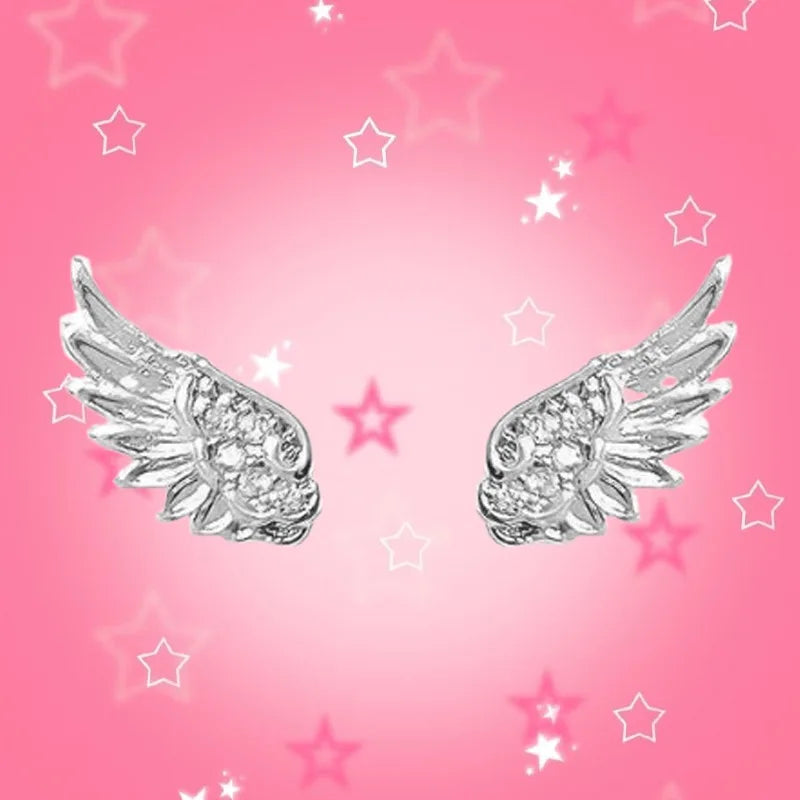 Wing Design Stackable Ear Studs for Women - Y2K Punk Gothic Cross Piercing Earrings