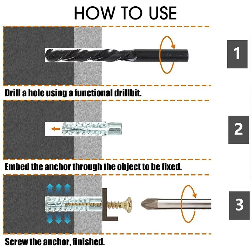 Expansion Pipe Wall Anchors with Self-Tapping Screws – Hollow Wall, Drywall & Tile Fixings