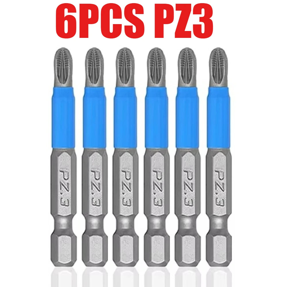 6-Piece Hexagonal Handle Phillips & Pozi Screwdriver Bit Set, 50mm