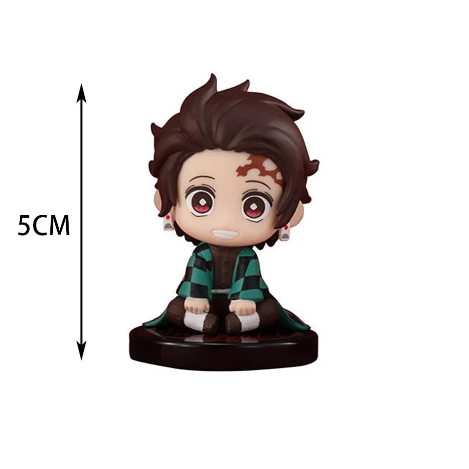 Q Version Demon Slayer Sitting Ghost Doll Figure - Tanjiro Nezuko Inosuke Zenitsu Anime Model Toy