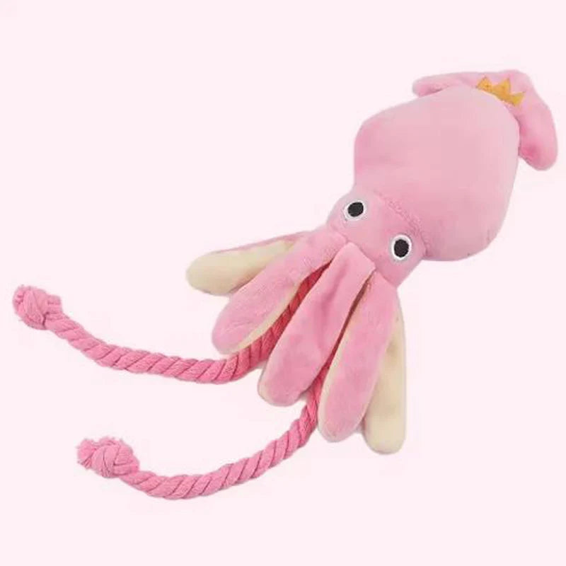 Dog Chew-Resistant Knot Doll Avocado Octopus Cat Interactive Squeaky Toy