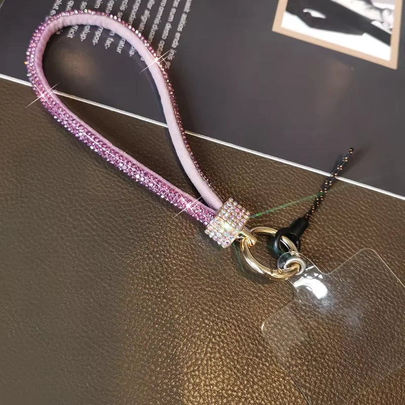 Rhinestone Phone Lanyard – Bling Crystal Wrist Strap & Phone Charm Chain for Women