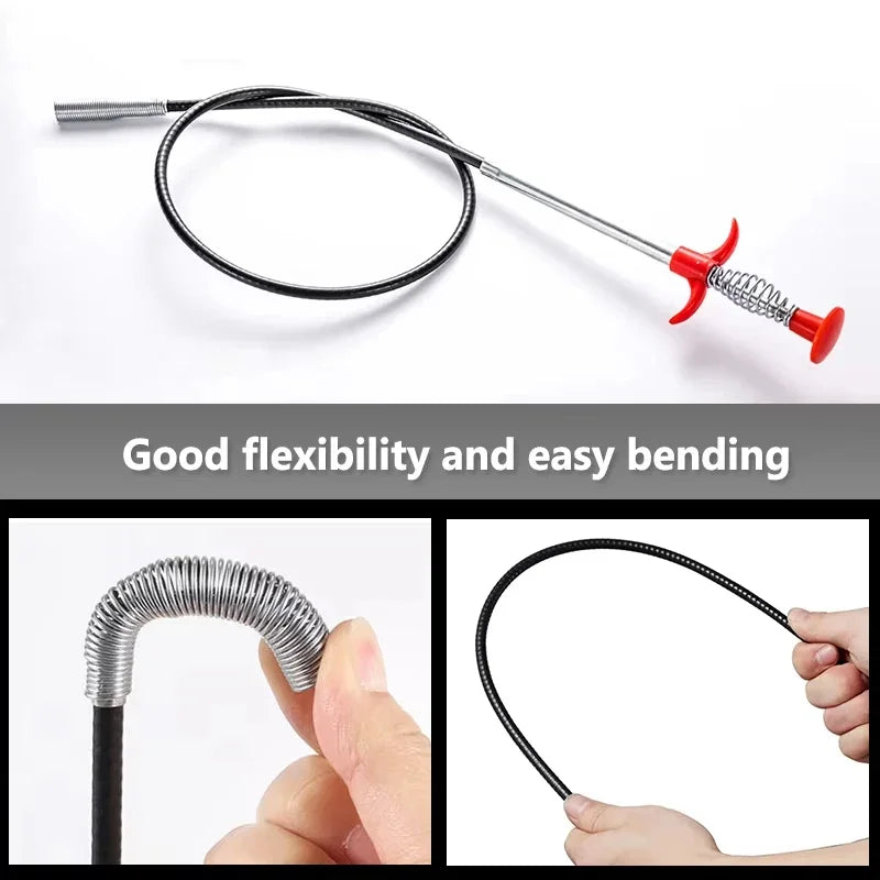 Spring Drain Snake Pipe Dredging Tool for Clogged Sinks, Toilets & Sewers
